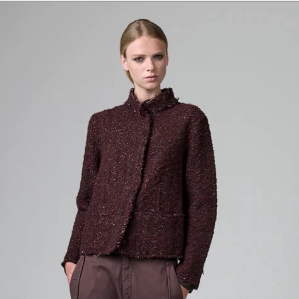 Transit Women’s Boucle Wool Knit Funnel Neck Jacket Size 6